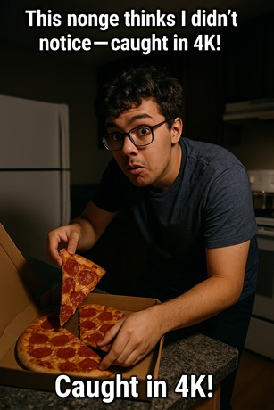 Roommate sneaking pizza